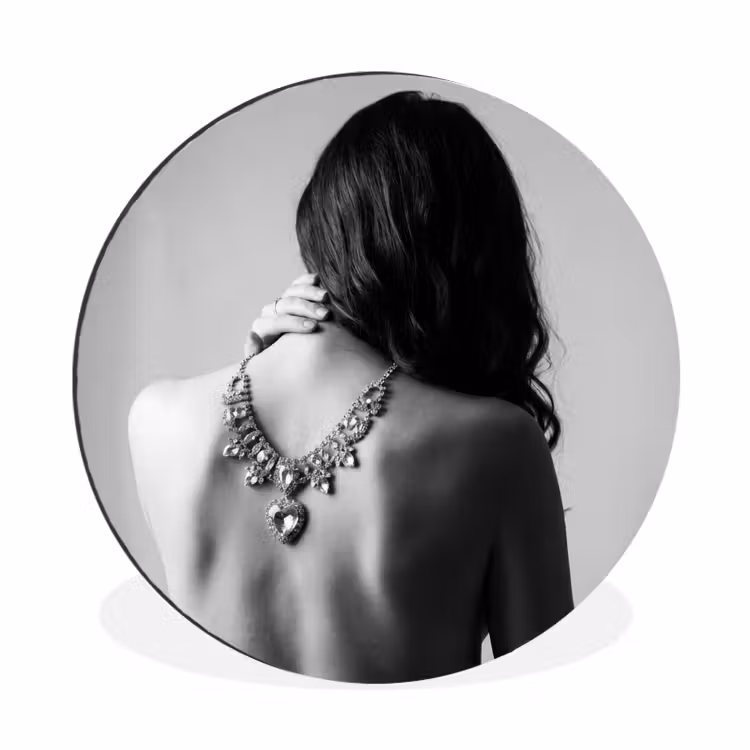 Wandcirkel - Aluminium - Vrouw - Ketting - Fashion - Zwart - Wit — 1