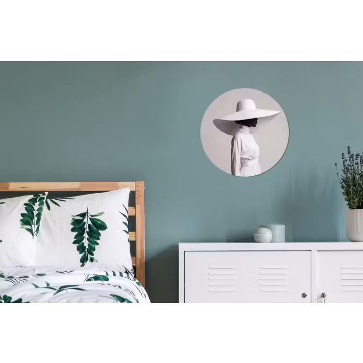 Wandcirkel - Aluminium - Vrouw - Profiel - Hoed - Zwart - Wit - Minimalistisch — 4