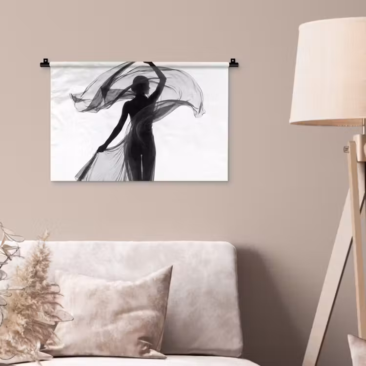 Wandkleed - Vrouw - Sluier - Portret - Zwart - Wit - Artistiek — 2