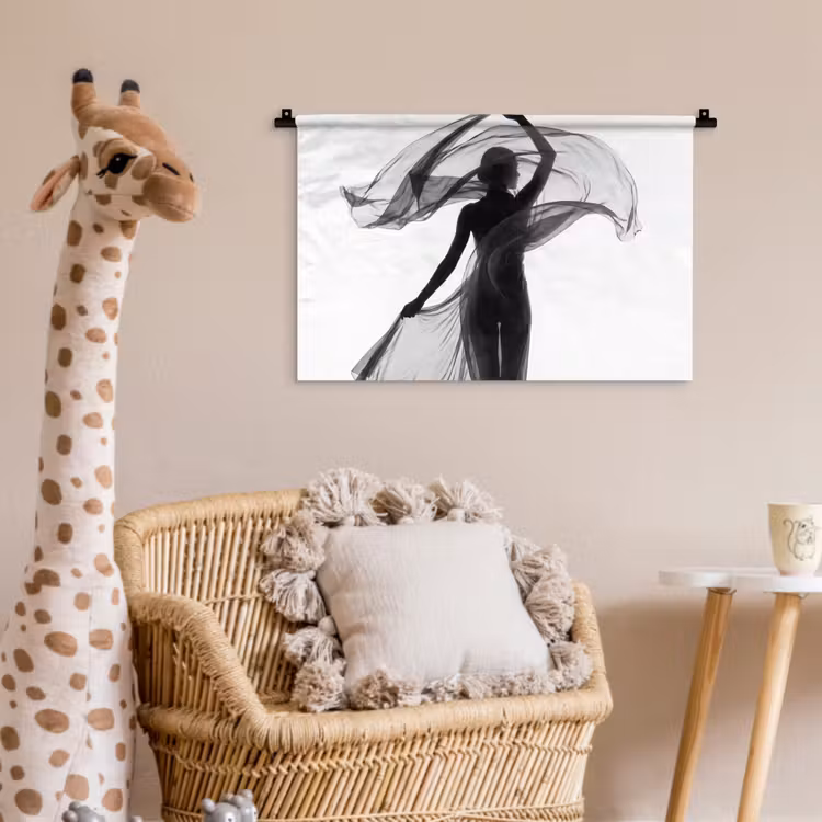 Wandkleed - Vrouw - Sluier - Portret - Zwart - Wit - Artistiek — 5