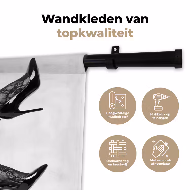 Wandkleed - Benen - Kant - Hakken - Zwart - Wit - Uitdagend — 3