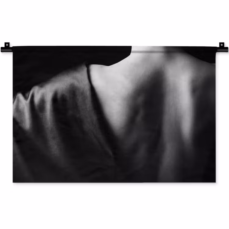 Wandkleed - Schouder - Zijde - Rug - Zwart - Wit - Elegant — 1