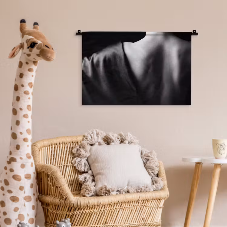 Wandkleed - Schouder - Zijde - Rug - Zwart - Wit - Elegant — 5