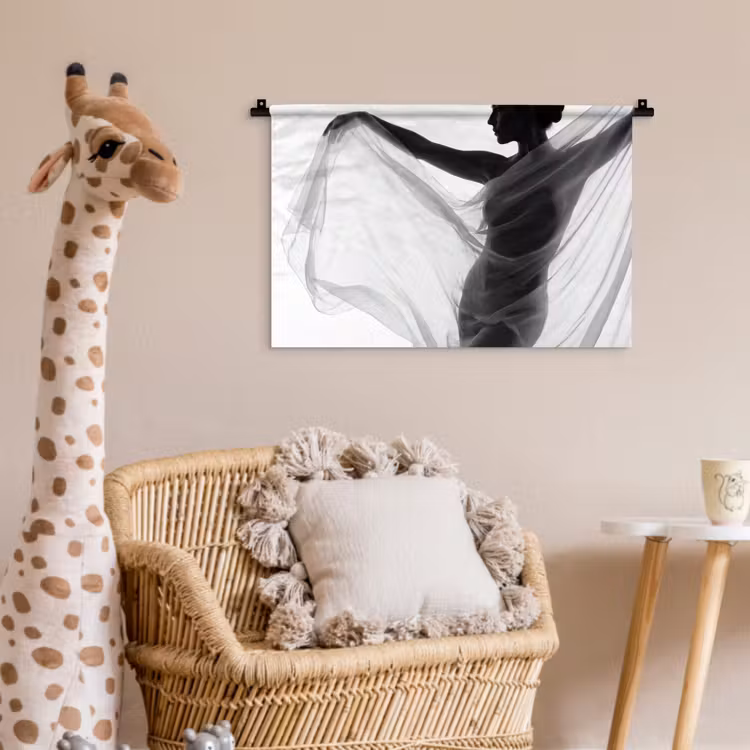 Wandkleed - Silhouet - Sluier - Vormen - Zwart - Wit - Sensueel — 5