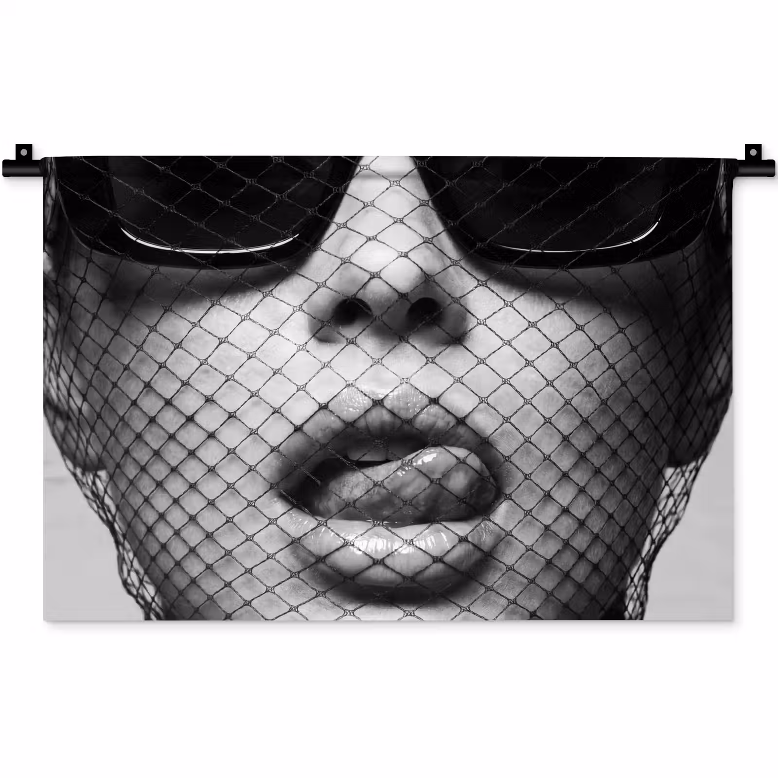 Wandkleed - Vrouw - Net - Mysterieus - Zwart - Wit — 1