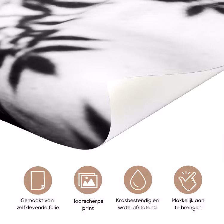 Deursticker - Gezicht - Schaduw - Bladeren - Zwart - Wit - Intiem — 3