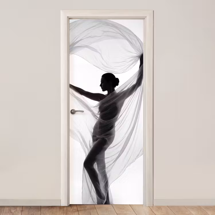 Deursticker - Silhouet - Sluier - Vormen - Zwart - Wit - Sensueel — 1