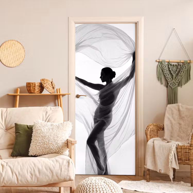 Deursticker - Silhouet - Sluier - Vormen - Zwart - Wit - Sensueel — 4