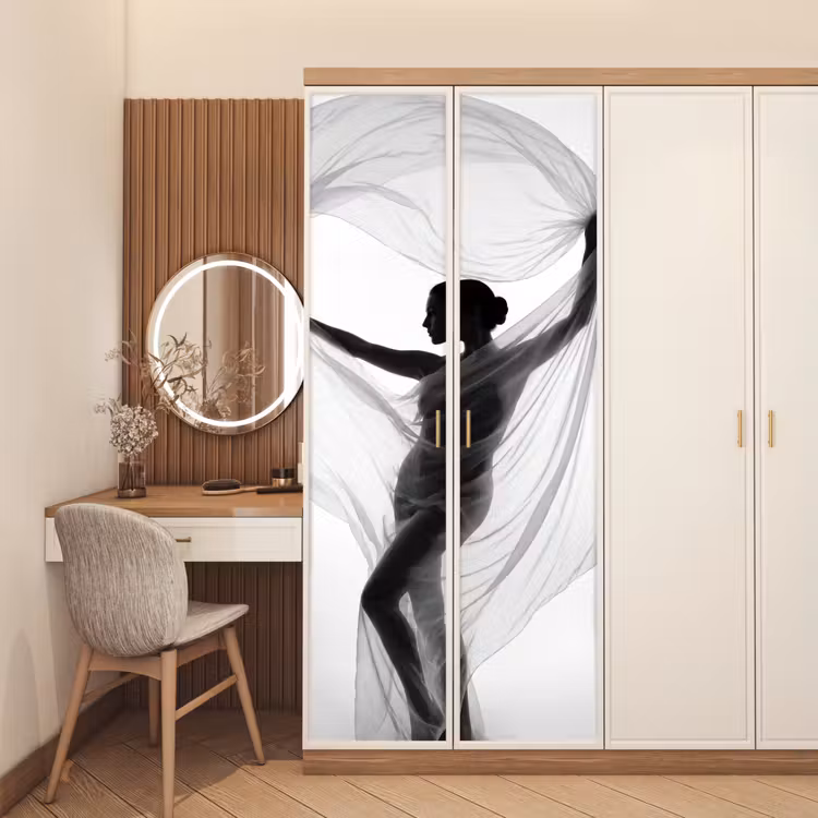 Deursticker - Silhouet - Sluier - Vormen - Zwart - Wit - Sensueel — 5