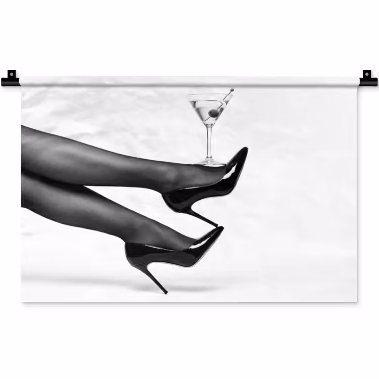 Wandkleed - Benen - Hakken - Glas - Zwart - Wit - Speels — 1