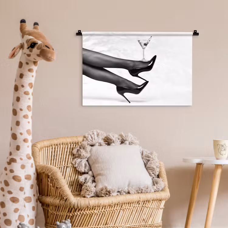 Wandkleed - Benen - Hakken - Glas - Zwart - Wit - Speels — 5