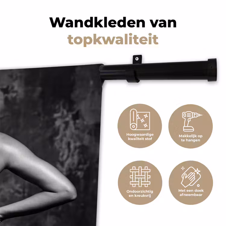 Wandkleed - Rug - Ketting - Portret - Zwart - Wit - Glamour — 3