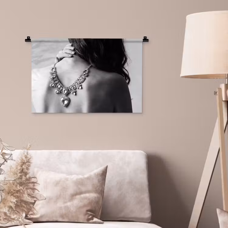 Wandkleed - Vrouw - Ketting - Fashion - Zwart - Wit — 2