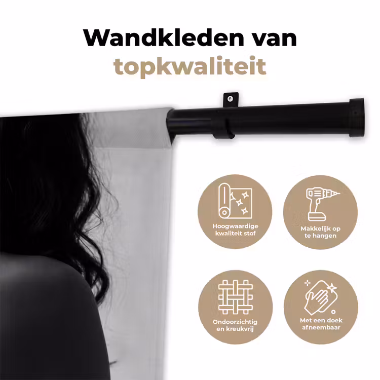 Wandkleed - Vrouw - Ketting - Fashion - Zwart - Wit — 3