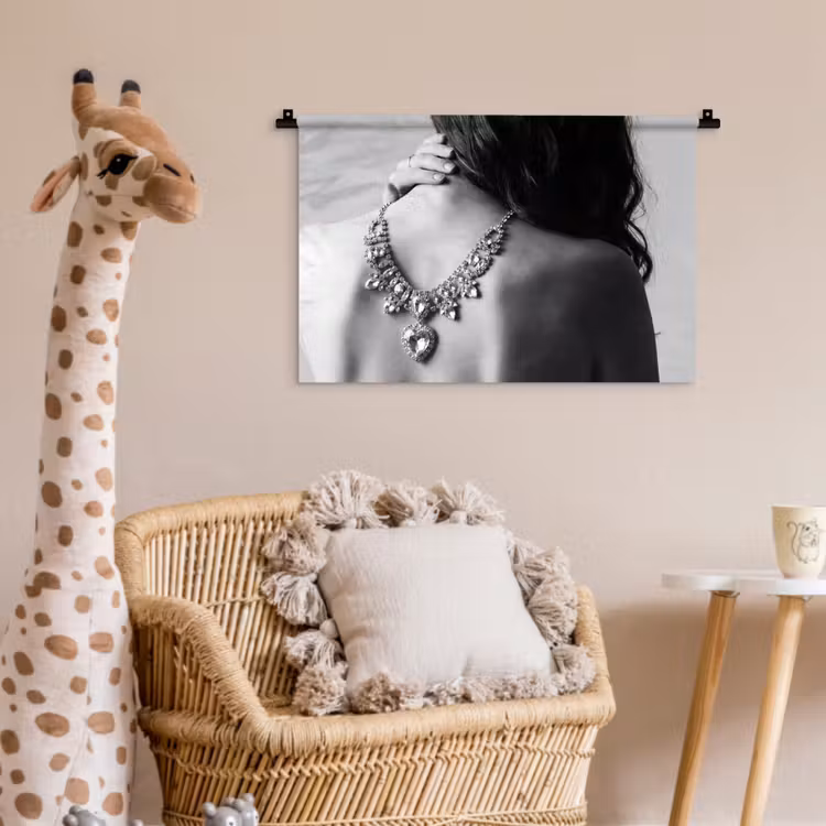 Wandkleed - Vrouw - Ketting - Fashion - Zwart - Wit — 5