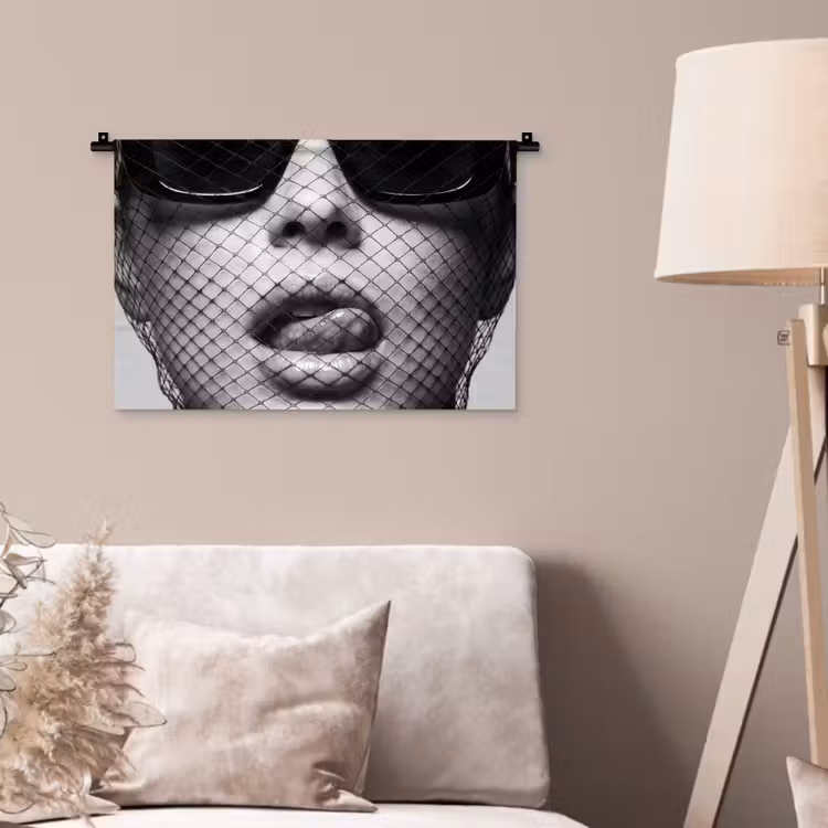 Wandkleed - Vrouw - Net - Mysterieus - Zwart - Wit — 2