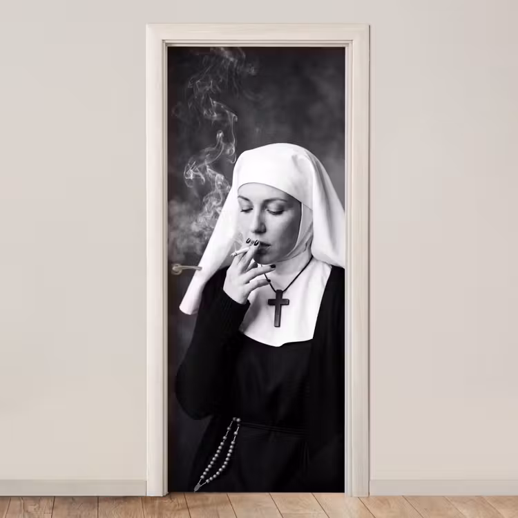 Deursticker - Non - Roken - Portret - Zwart - Wit - Rebels — 1