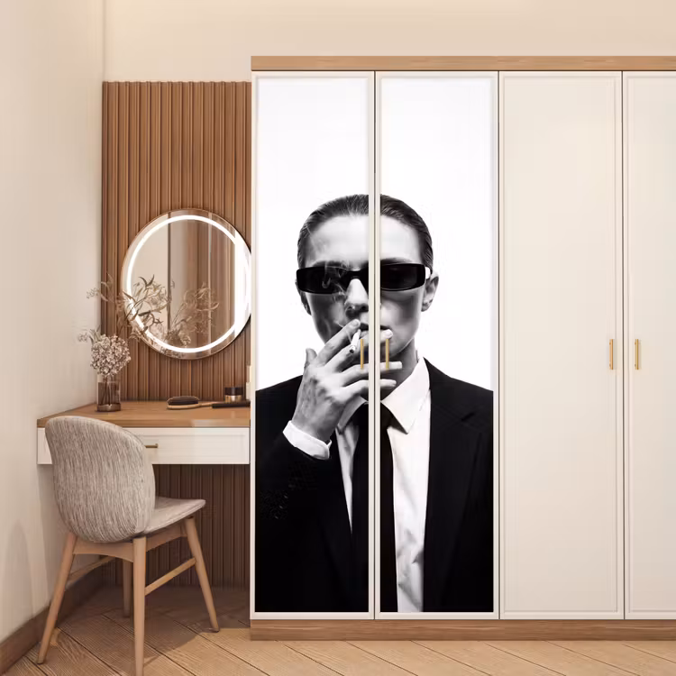 Deursticker - Portret - Pak - Roken - Zwart - Wit - Stoer — 5