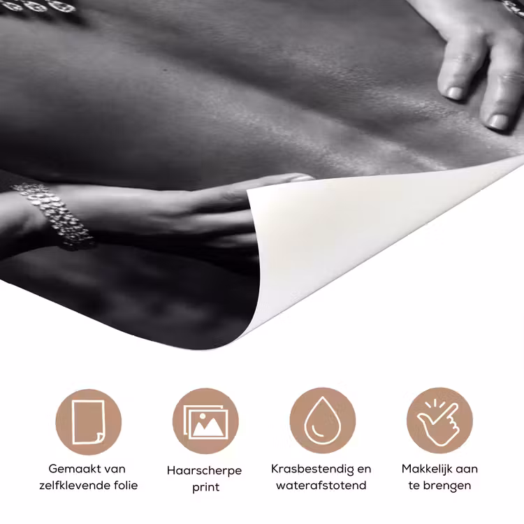 Deursticker - Rug - Ketting - Portret - Zwart - Wit - Glamour — 3