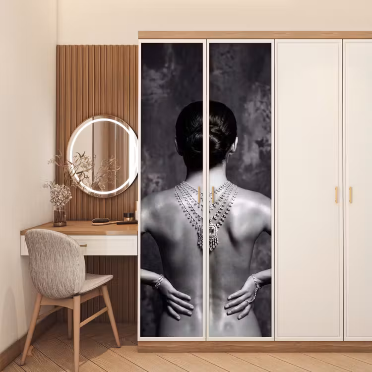 Deursticker - Rug - Ketting - Portret - Zwart - Wit - Glamour — 5