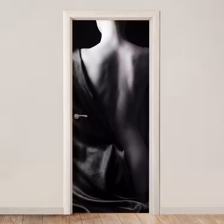 Deursticker - Schouder - Zijde - Rug - Zwart - Wit - Elegant — 1