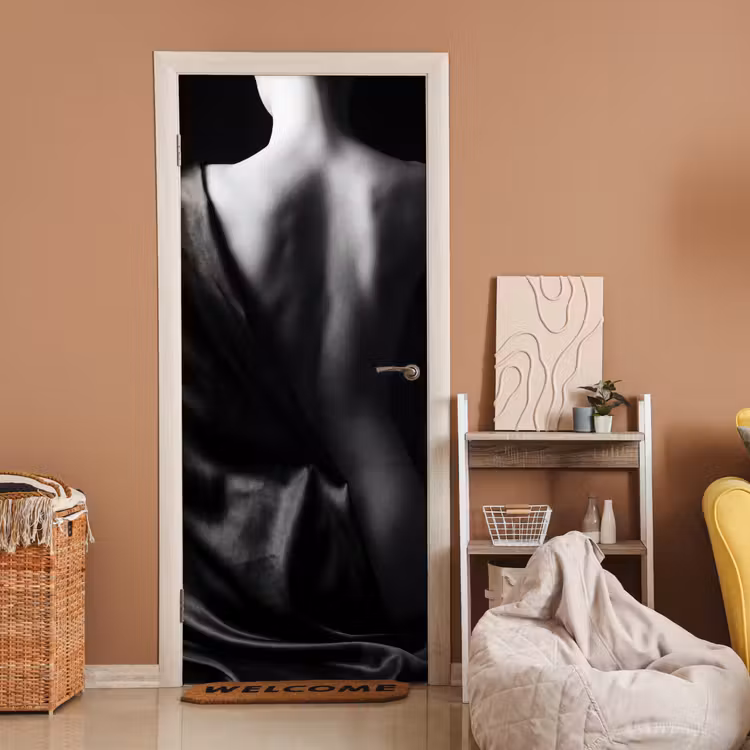 Deursticker - Schouder - Zijde - Rug - Zwart - Wit - Elegant — 2