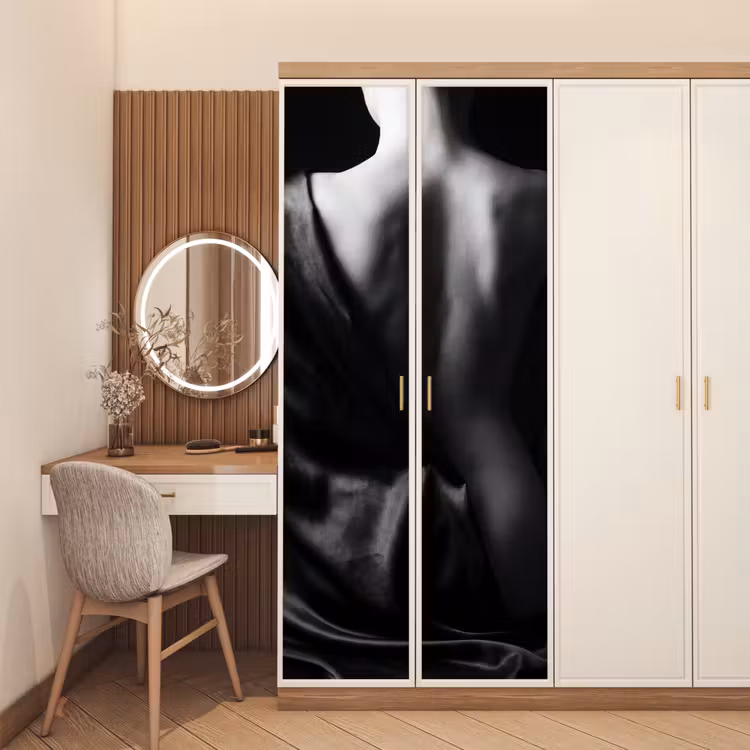 Deursticker - Schouder - Zijde - Rug - Zwart - Wit - Elegant — 5