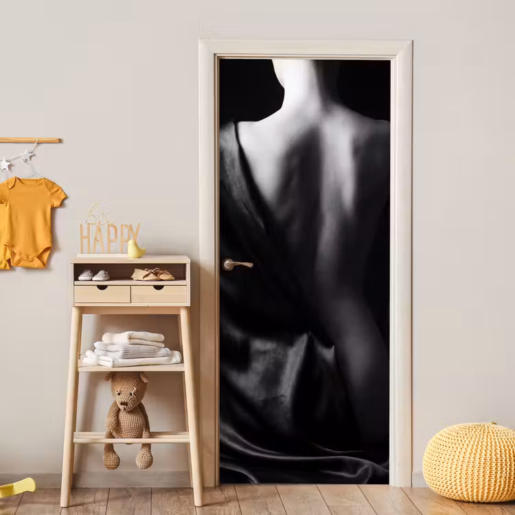 Deursticker - Schouder - Zijde - Rug - Zwart - Wit - Elegant — 6