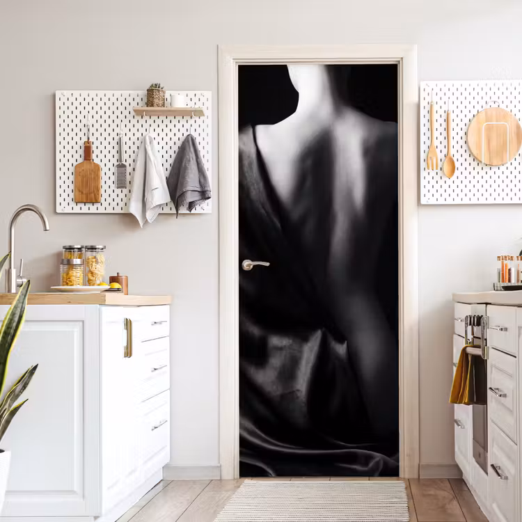 Deursticker - Schouder - Zijde - Rug - Zwart - Wit - Elegant — 7