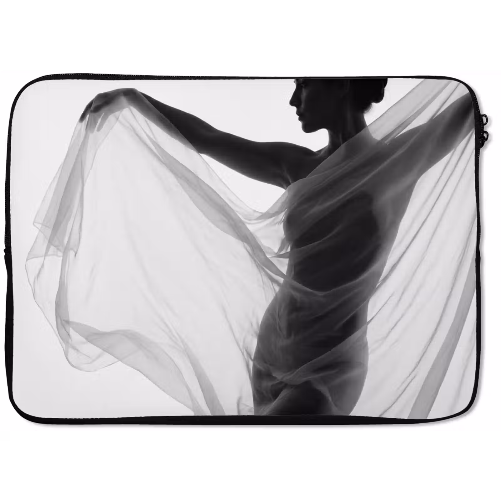 Laptophoes - Silhouet - Sluier - Vormen - Zwart - Wit - Sensueel — 1