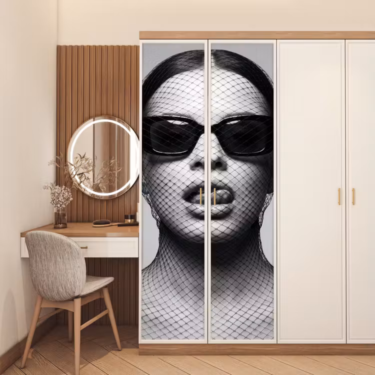 Deursticker - Vrouw - Net - Mysterieus - Zwart - Wit — 5