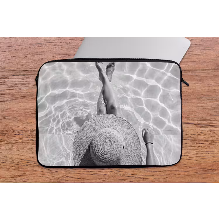 Laptophoes - Zwembad - Hoed - Water - Zwart - Wit - Zomers — 2
