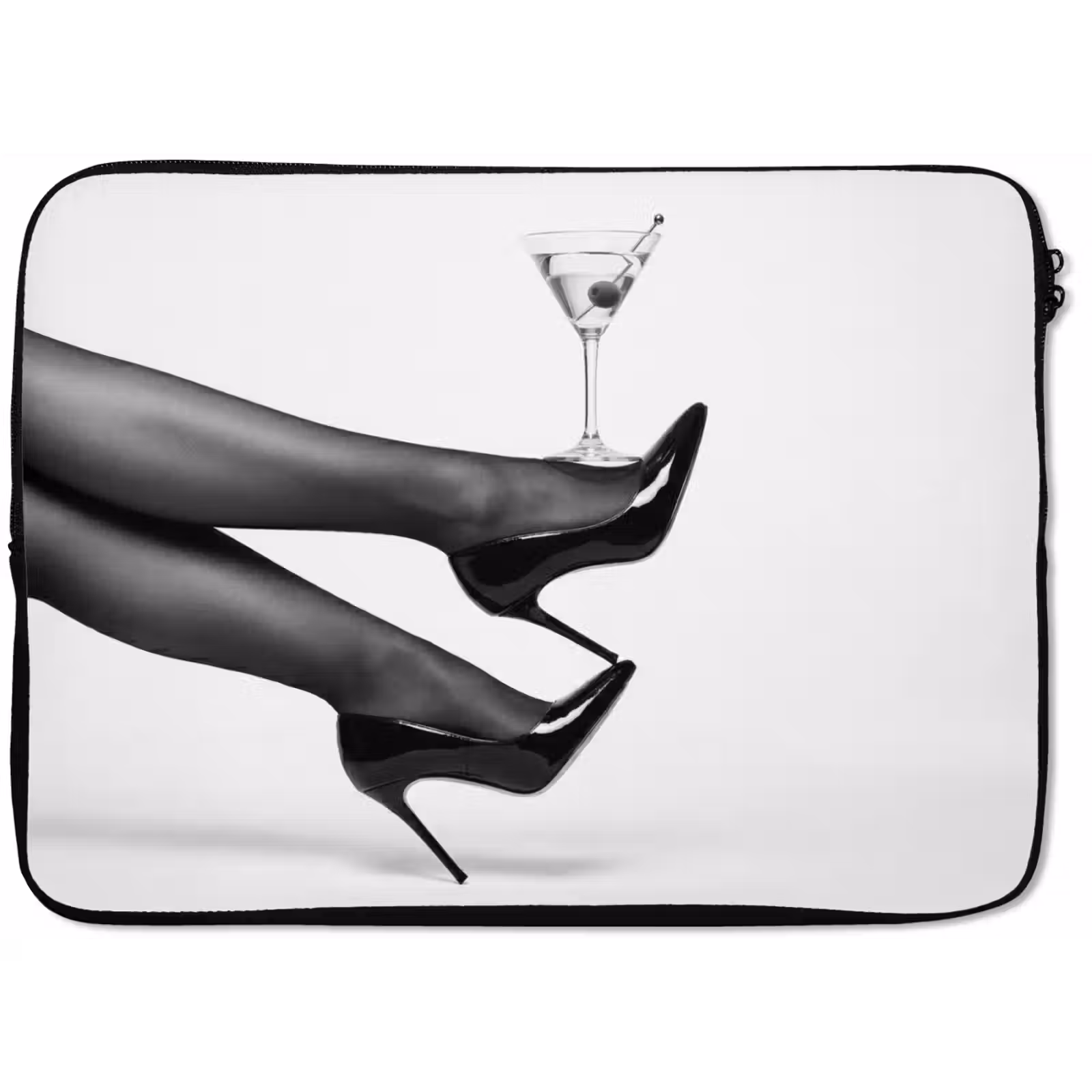 Laptophoes - Benen - Hakken - Glas - Zwart - Wit - Speels — 1