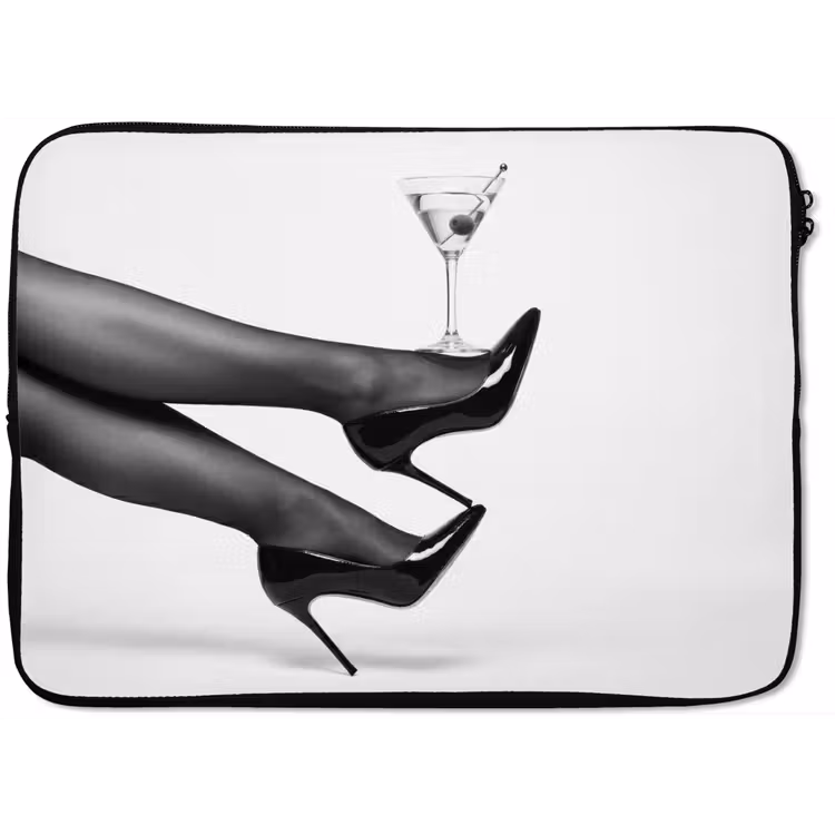 Laptophoes - Benen - Hakken - Glas - Zwart - Wit - Speels — 1