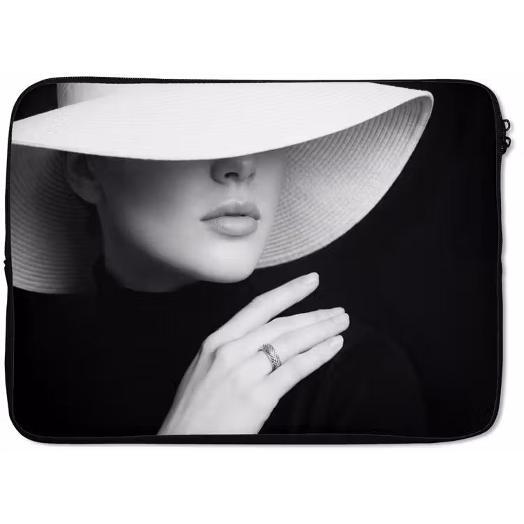 Laptophoes - Vrouw - Hoed - Hand - Zwart - Wit - Klassiek — 1