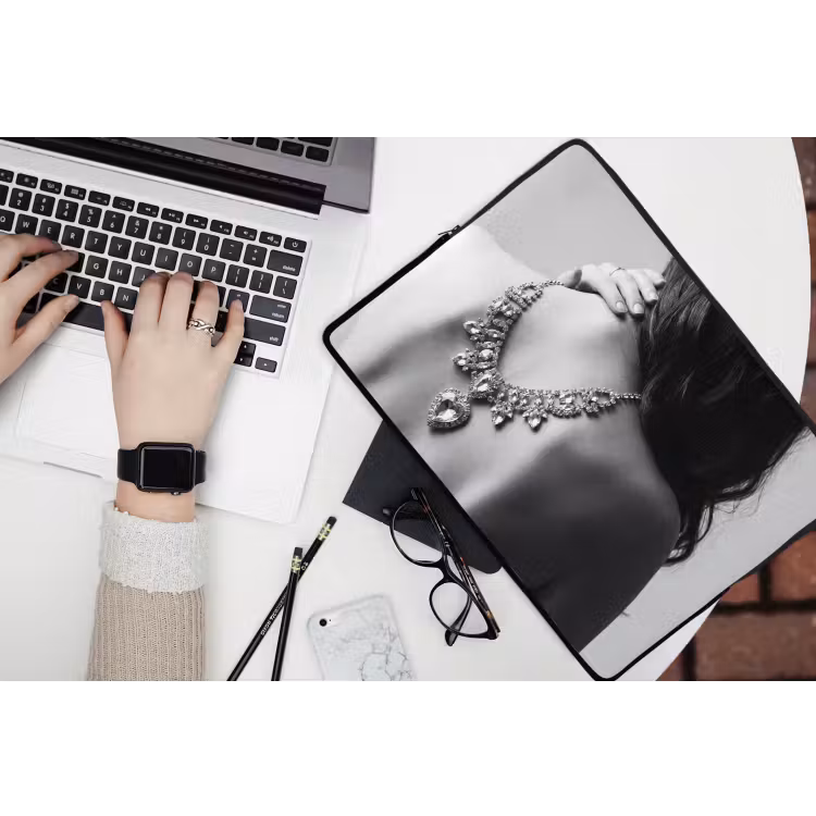Laptophoes - Vrouw - Ketting - Fashion - Zwart - Wit — 3