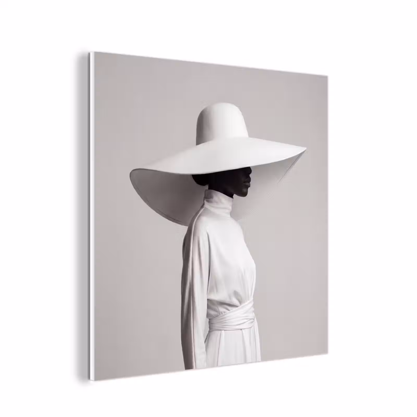 Forex - Vrouw - Profiel - Hoed - Zwart - Wit - Minimalistisch — 1