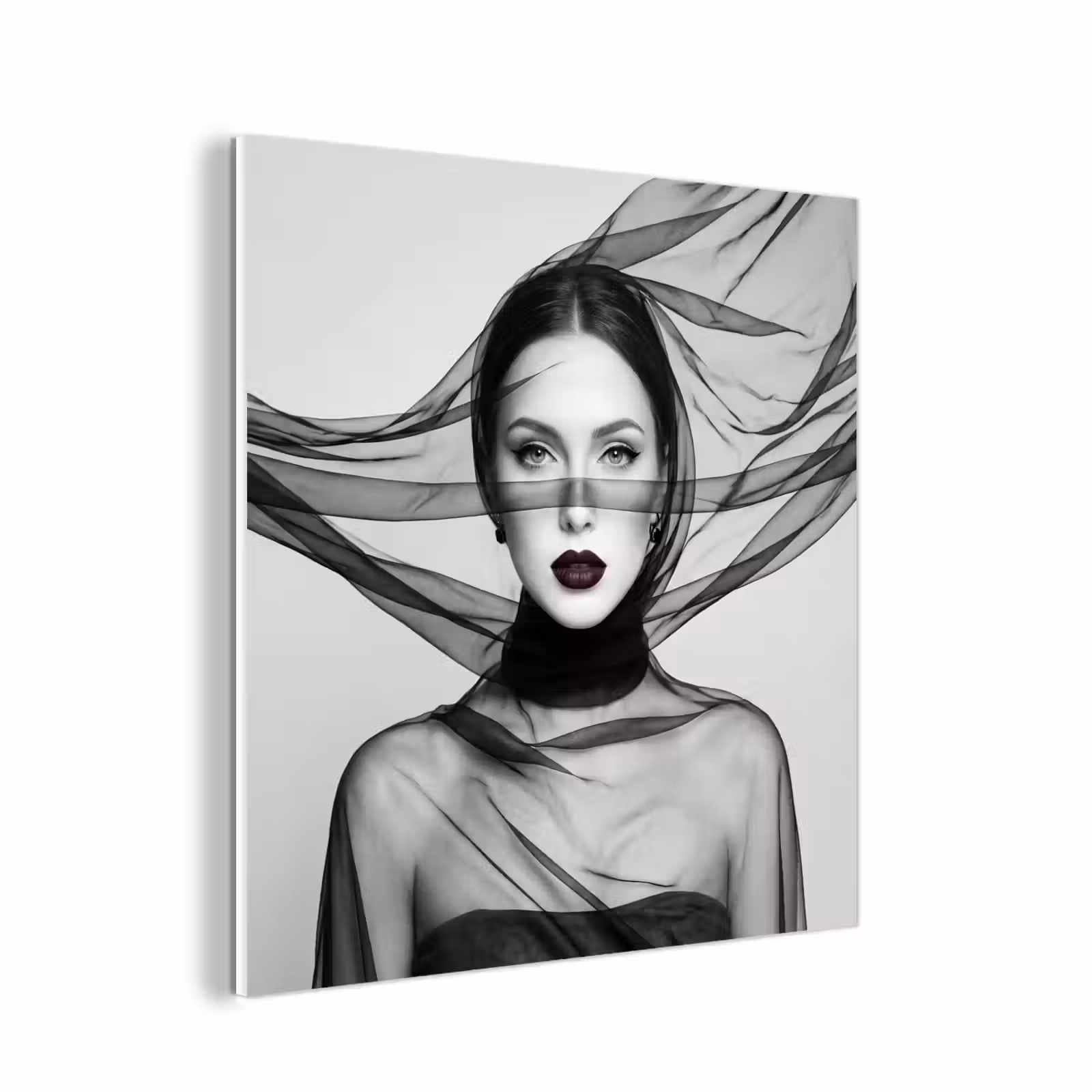 Forex - Vrouw - Sluier - Portret - Zwart - Wit - Elegant — 1
