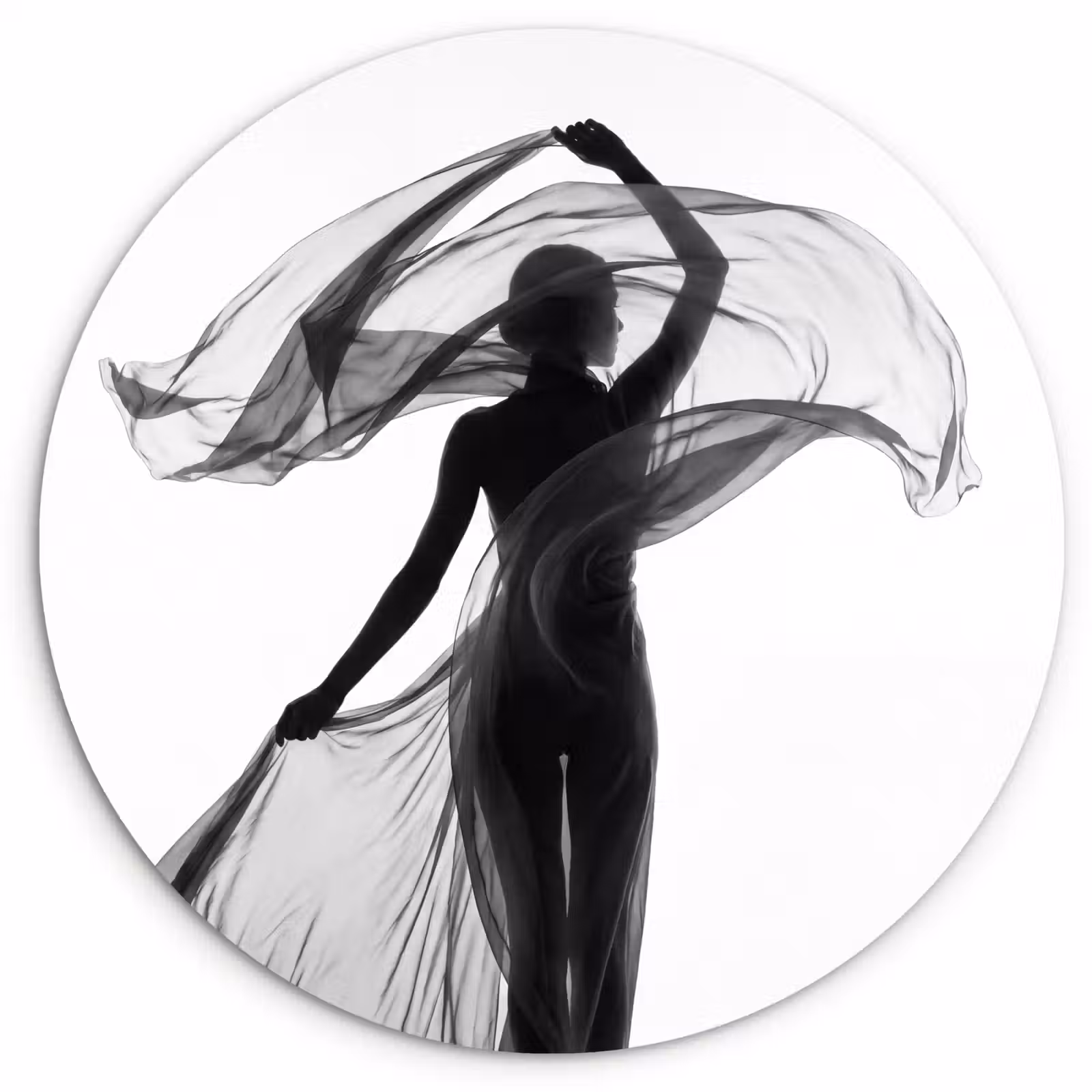 Muurcirkel - Vrouw - Sluier - Portret - Zwart - Wit - Artistiek — 1