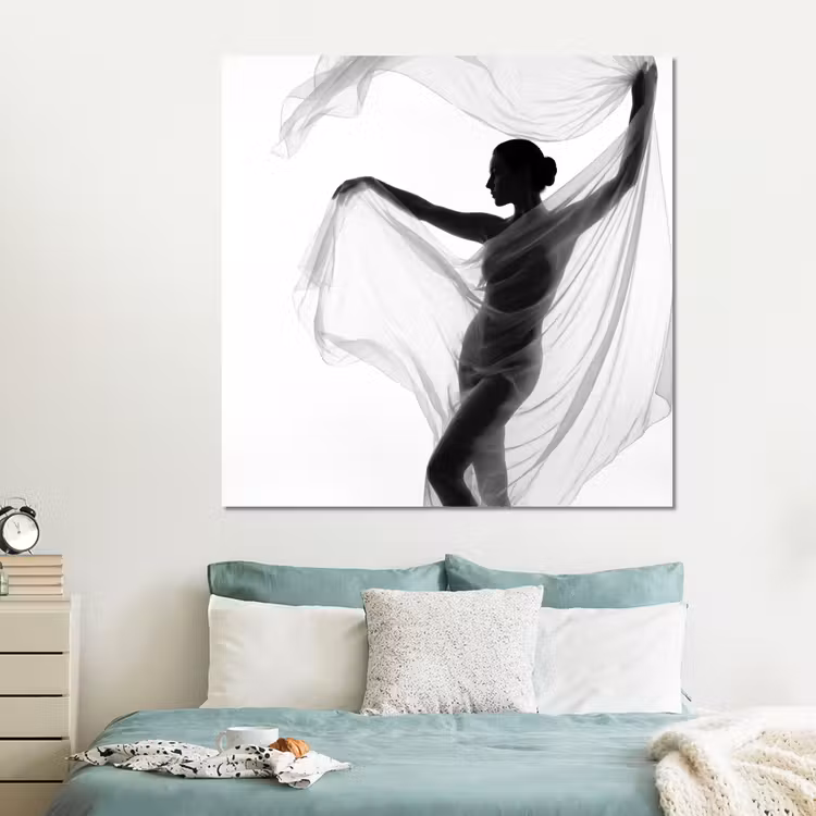 Forex - Silhouet - Sluier - Vormen - Zwart - Wit - Sensueel — 2