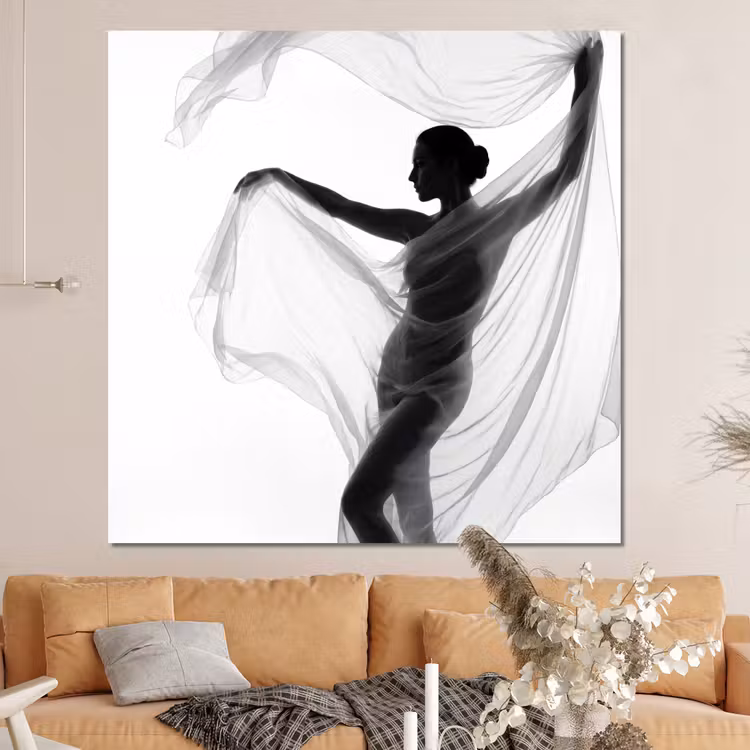 Forex - Silhouet - Sluier - Vormen - Zwart - Wit - Sensueel — 4