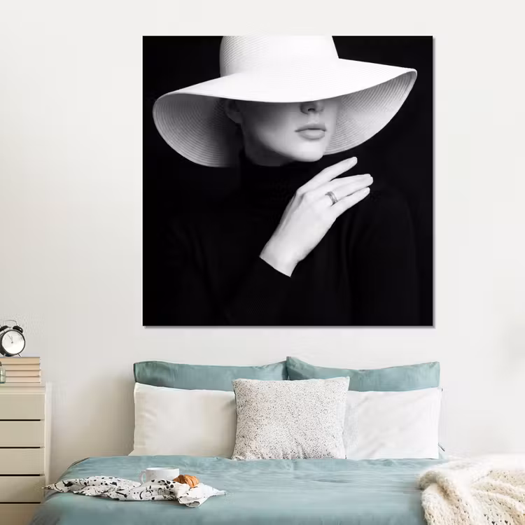 Forex - Vrouw - Hoed - Hand - Zwart - Wit - Klassiek — 2