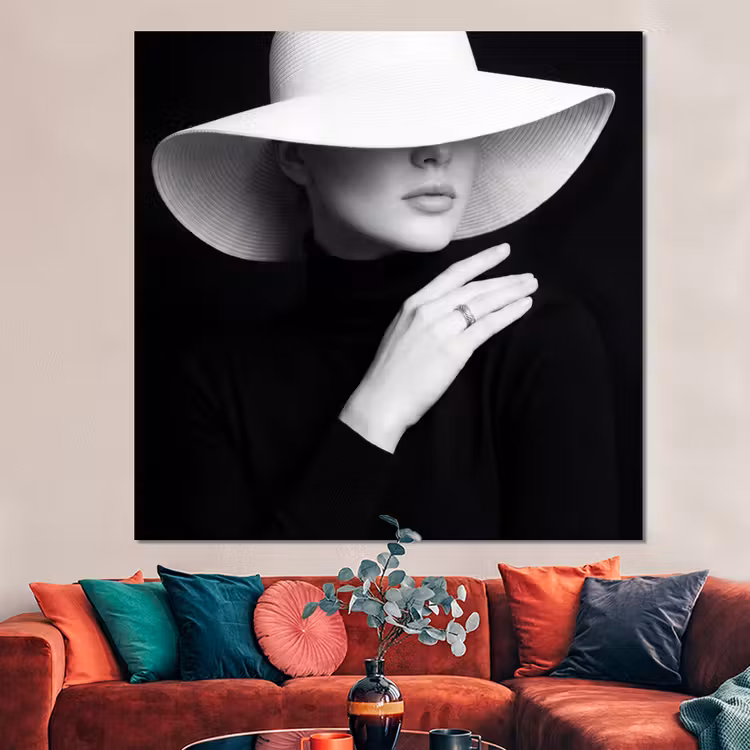 Forex - Vrouw - Hoed - Hand - Zwart - Wit - Klassiek — 3