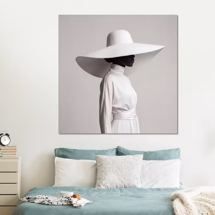 Forex - Vrouw - Profiel - Hoed - Zwart - Wit - Minimalistisch — 2
