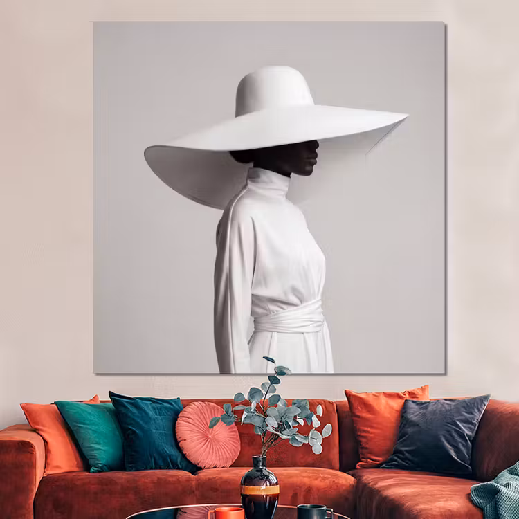 Forex - Vrouw - Profiel - Hoed - Zwart - Wit - Minimalistisch — 3