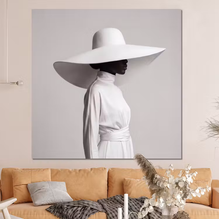 Forex - Vrouw - Profiel - Hoed - Zwart - Wit - Minimalistisch — 4