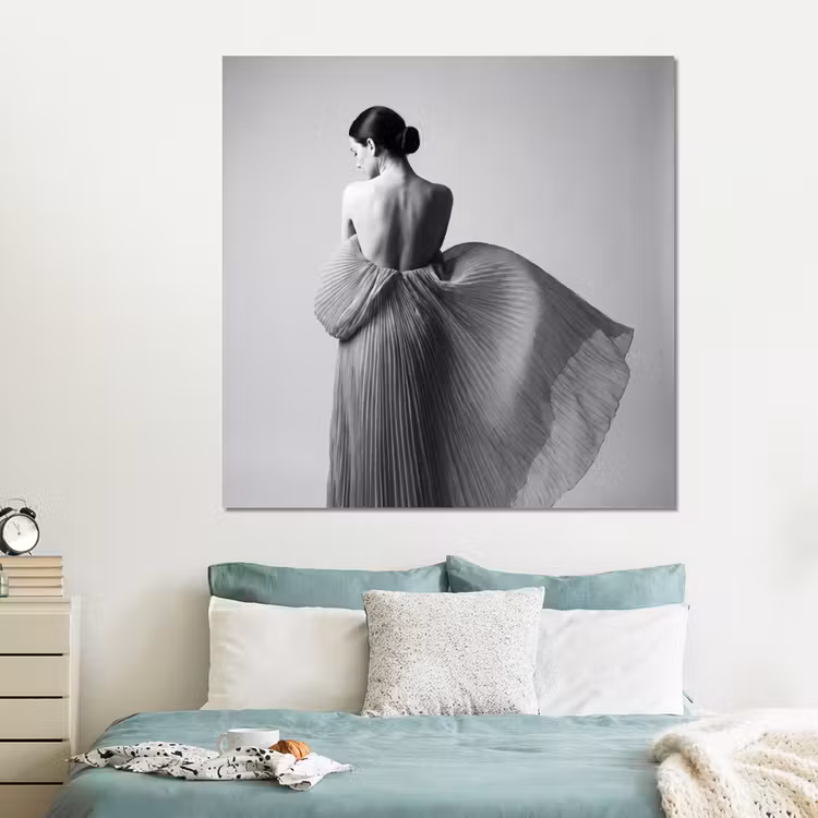 Forex - Vrouw - Rug - Textuur - Zwart - Wit - Elegant — 2