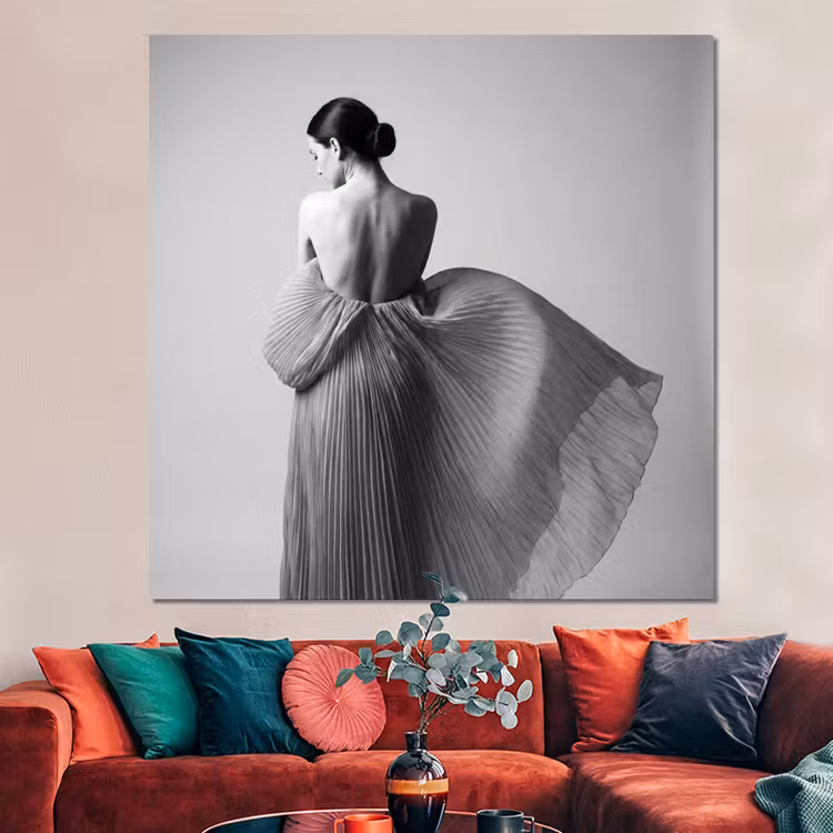 Forex - Vrouw - Rug - Textuur - Zwart - Wit - Elegant — 3
