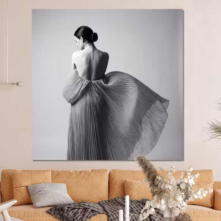Forex - Vrouw - Rug - Textuur - Zwart - Wit - Elegant — 4