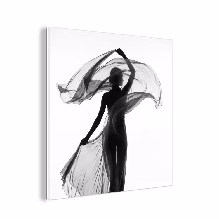Forex - Vrouw - Sluier - Portret - Zwart - Wit - Artistiek — 1